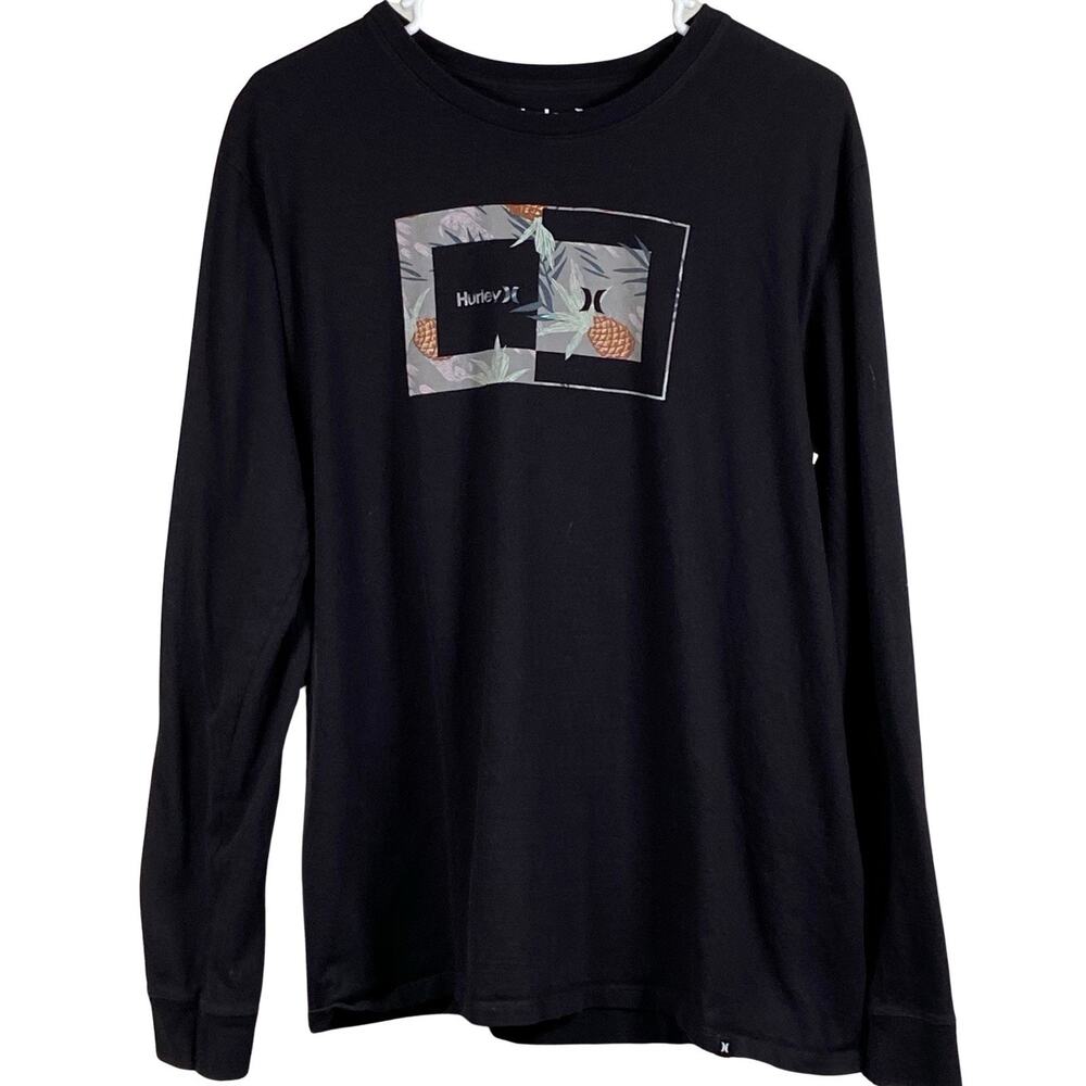 Hurley T Shirt Men's Large Graphic Pineapples Crew Neck Long Sleeve Pullover
